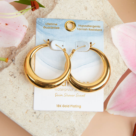 Narelle Waterproof Round Hoop Earrings