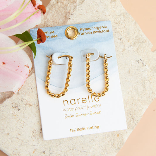 Narelle Waterproof Twisted Hoop Earrings