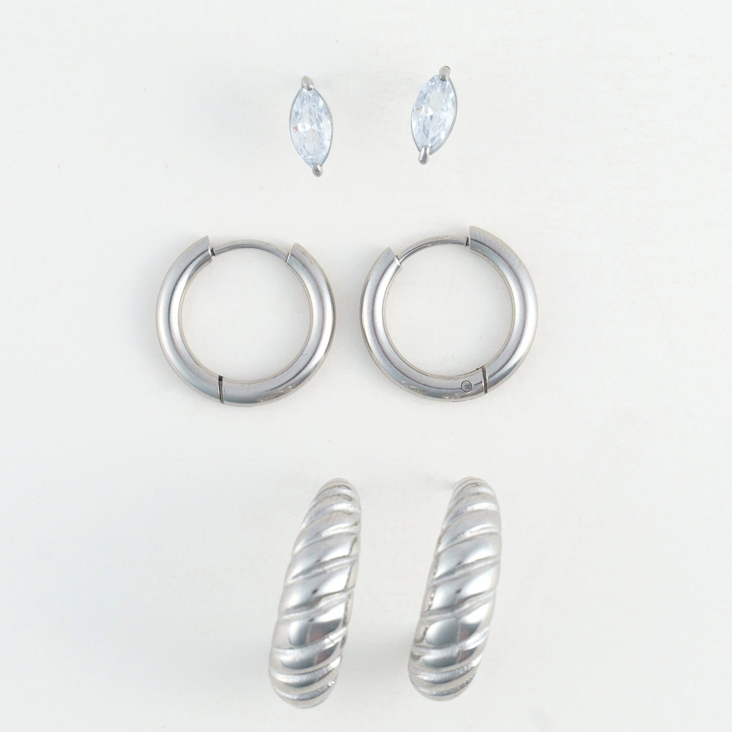 Narelle Waterproof Half Moon Hoop Earring Trio