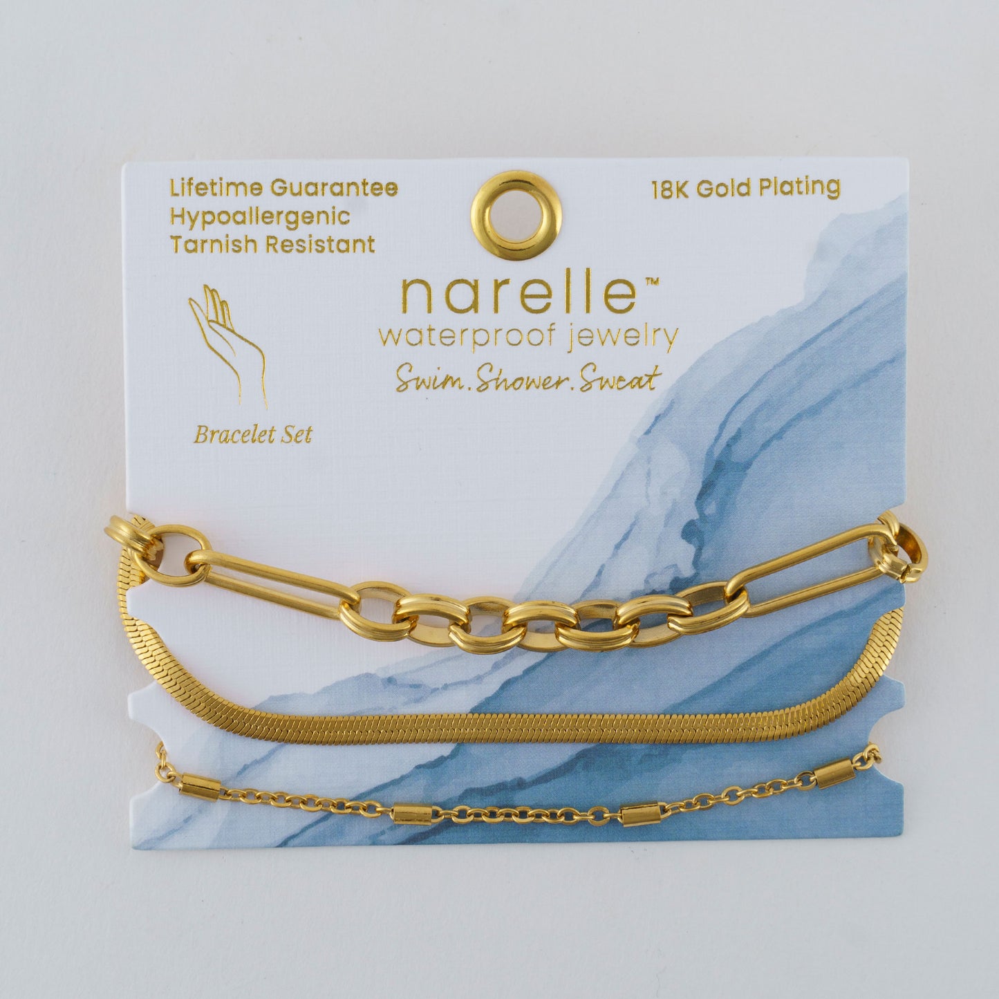 Narelle Waterproof Snake Chain Bracelet Set