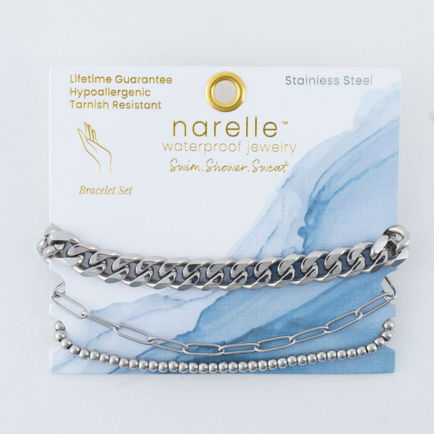 Narelle Waterproof Curb Chain Bracelet Set