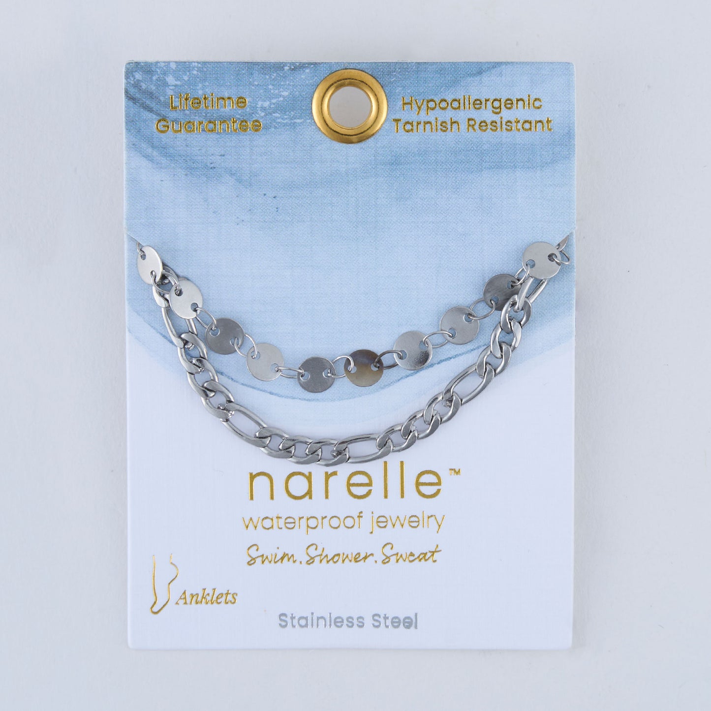 Narelle Waterproof Multi Row Figaro Chain Anklet