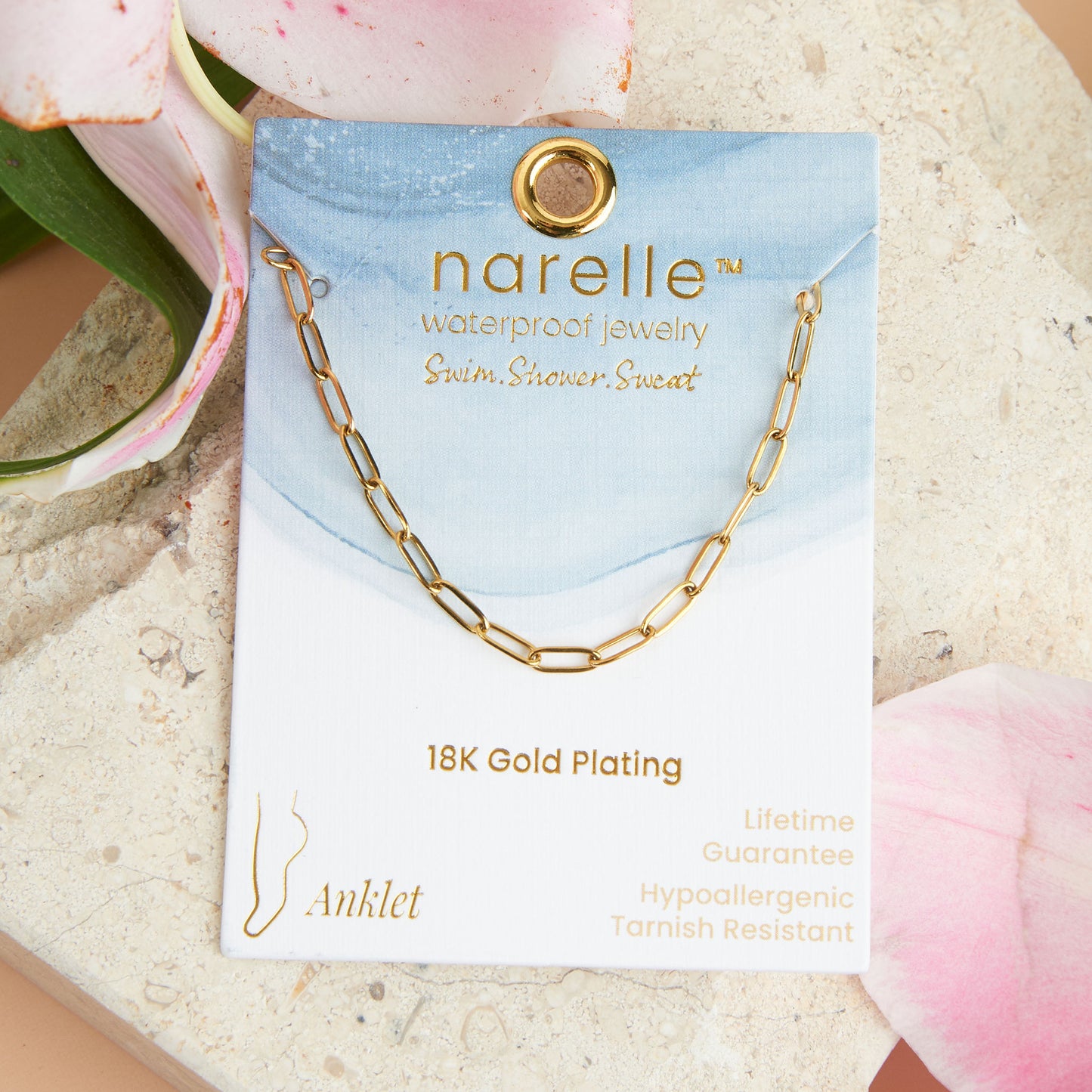 Narelle Waterproof Paperclip Anklet