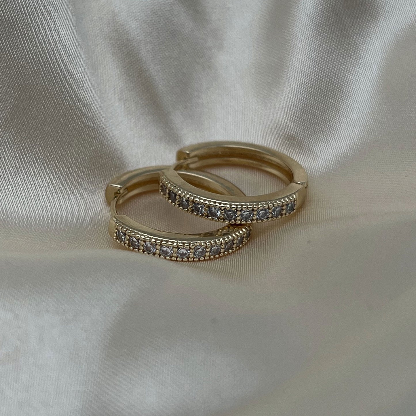 Medium Pave Style Hoop Earrings