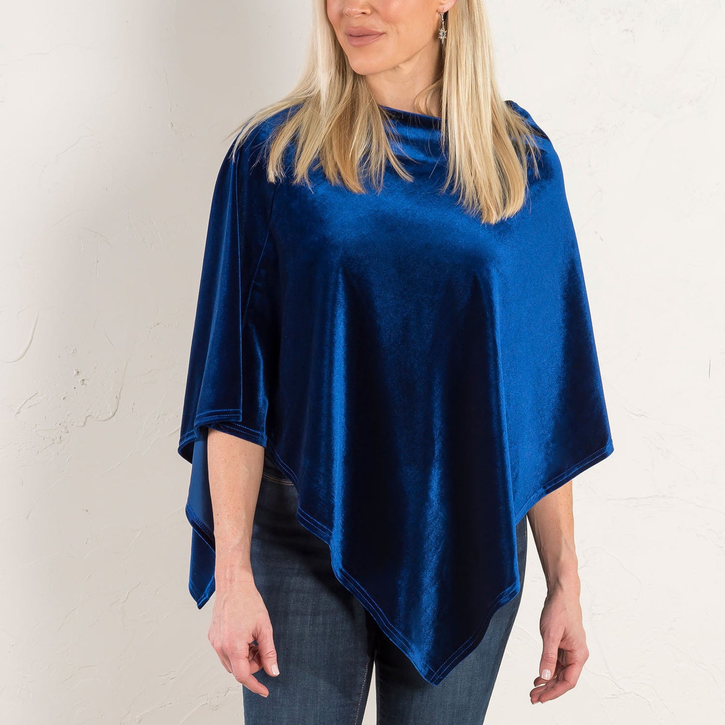 Royal Blue One Size Velvet Poncho