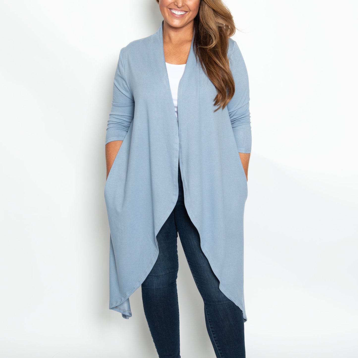 Diana Cloud Long Length 3/4 Sleeve Comfort Stretch Cardigan