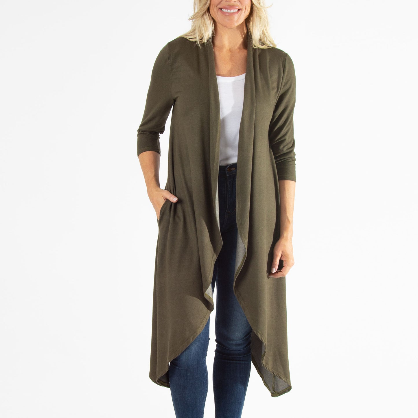 Diana Long Length 3/4 Sleeve Comfort Stretch Cardigan