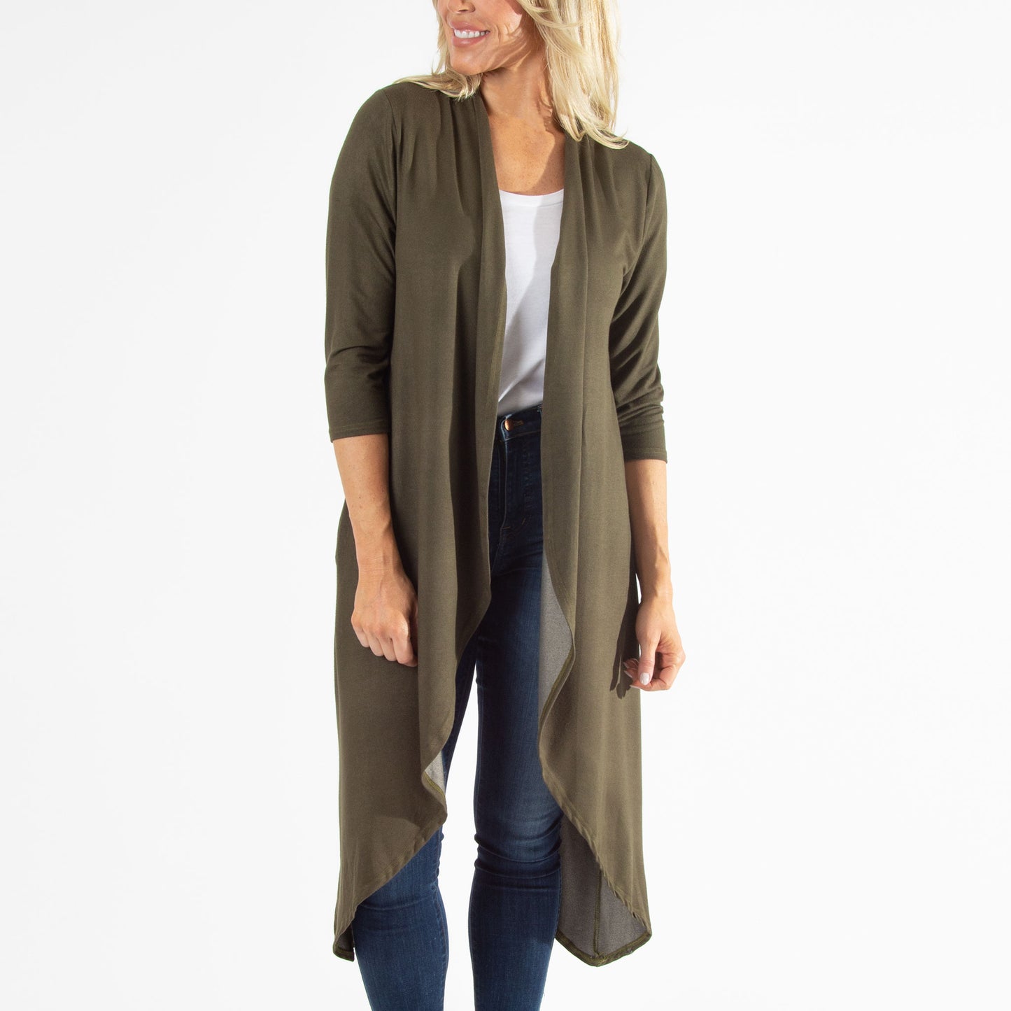 Diana Long Length 3/4 Sleeve Comfort Stretch Cardigan