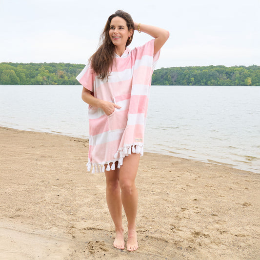 Freya Hooded Terry Cloth One Size Poncho Swimsuit Cover Up