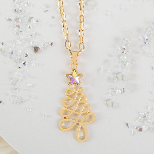 Angelica Holiday Christmas Tree Pendant Necklace