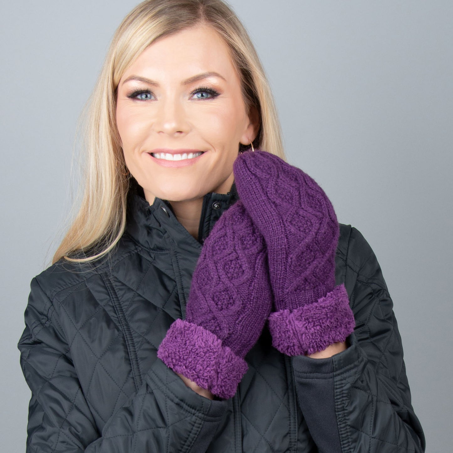 Brittin Knit Sherpa Cuff Mittens