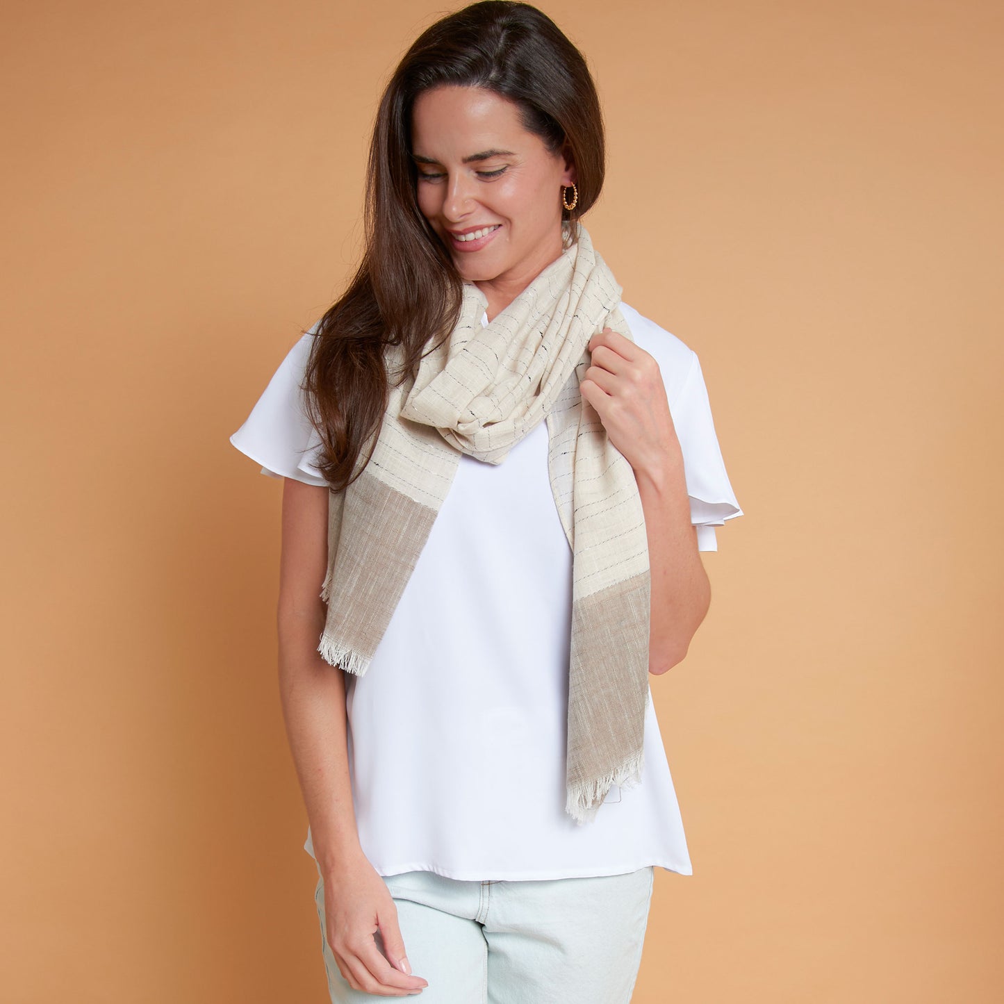 Tristabel Lightweight Textured Raw Hem Scarf