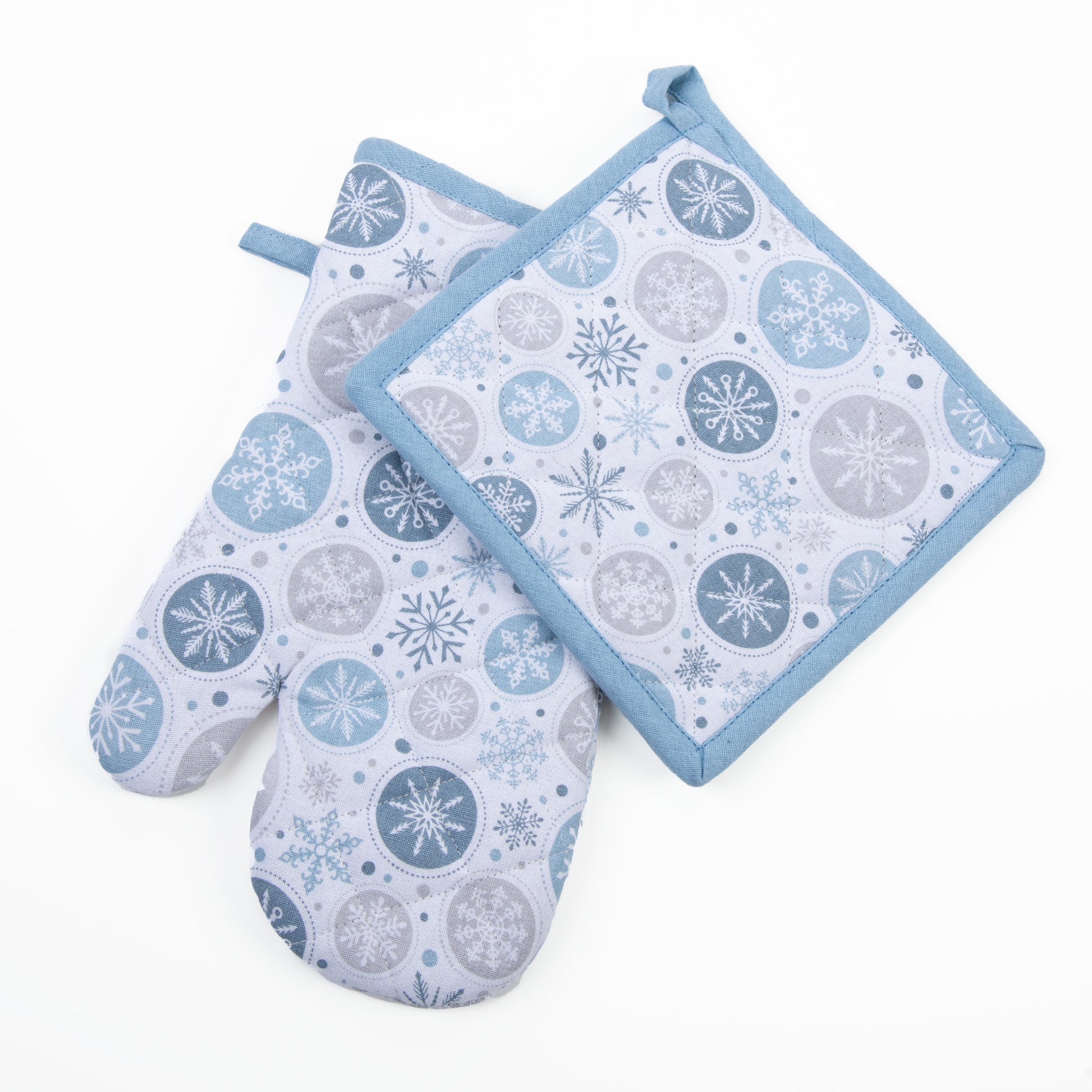 Elsie & Zoey 2 Piece Holiday Silver Trees Oven Mitt & Pot Holder Gift Set