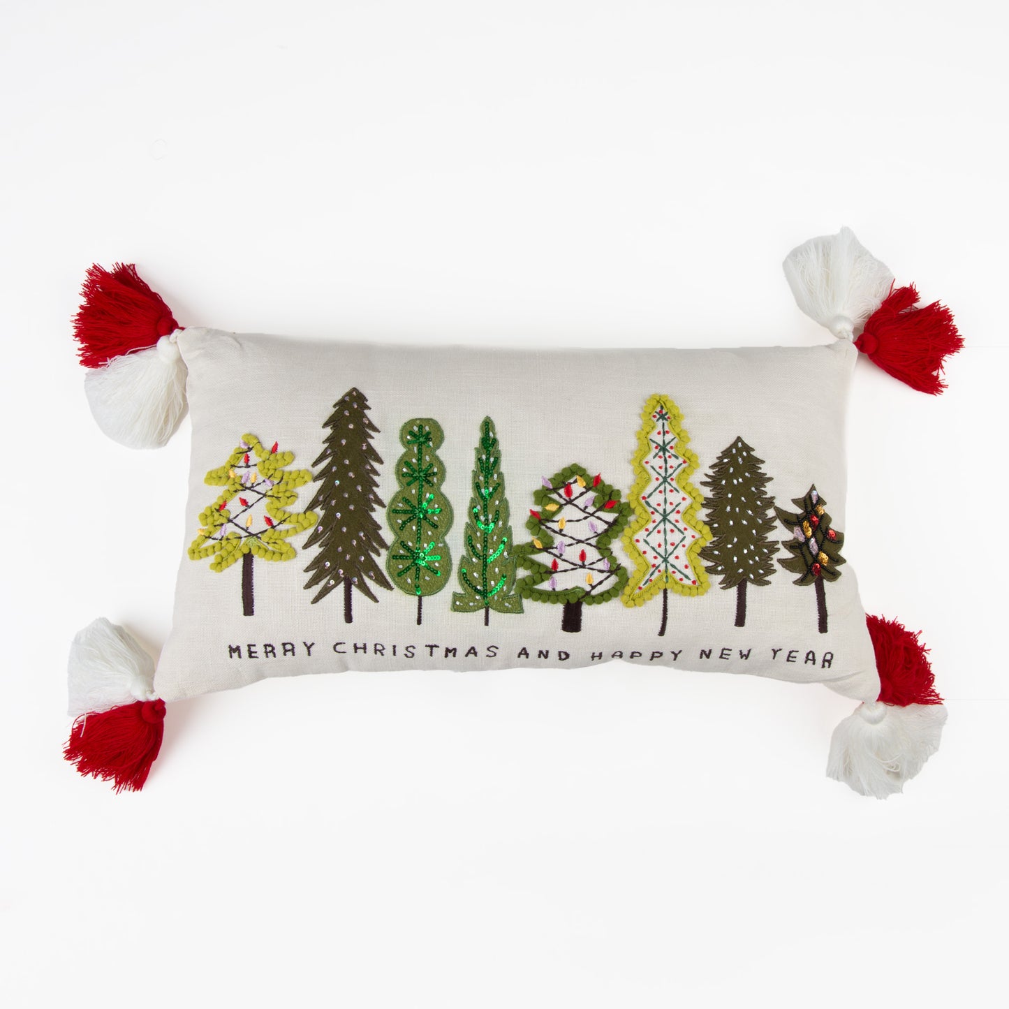 Christmas 12"x22" Forest Embroidered Holiday Lumbar Pillow