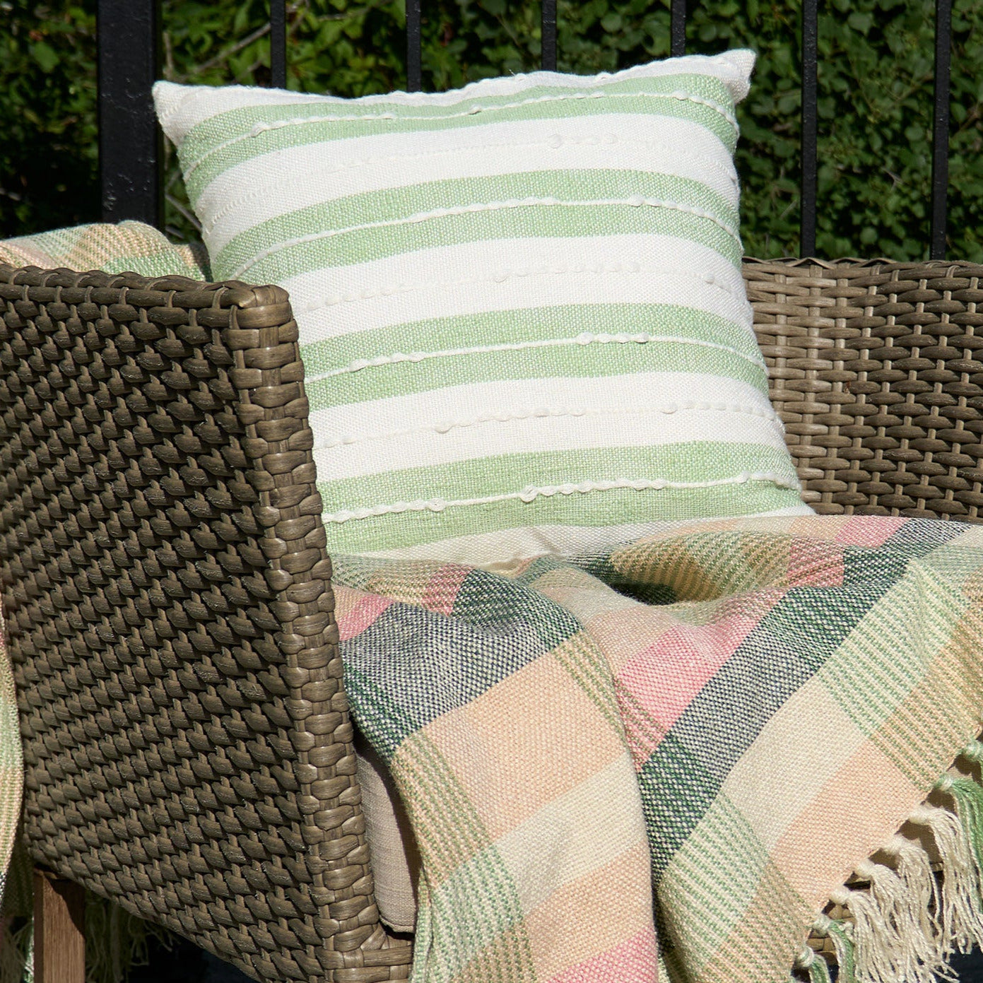 Romy 18X18" Handwoven Striped Indoor/Outdoor Throw Pillow