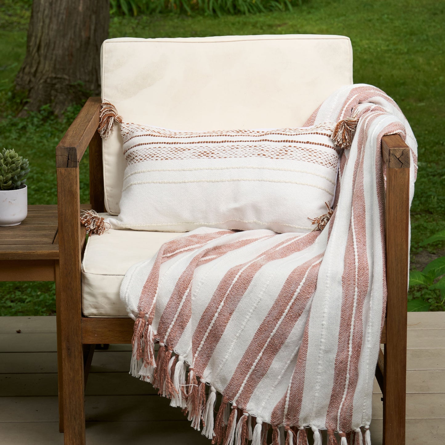 Romy 50x70" Indoor/Outdoor Recycled Woven Throw Blanket