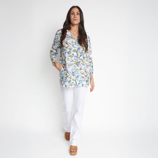 Tessa 3/4 Sleeve Collared Tunic Blouse