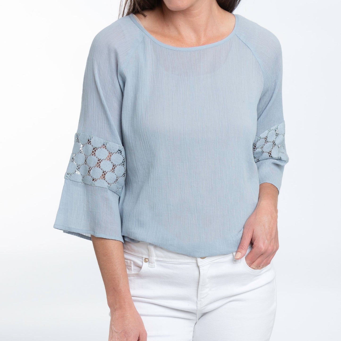 Skylah Celestial Blue Raglan Sleeve Blouse