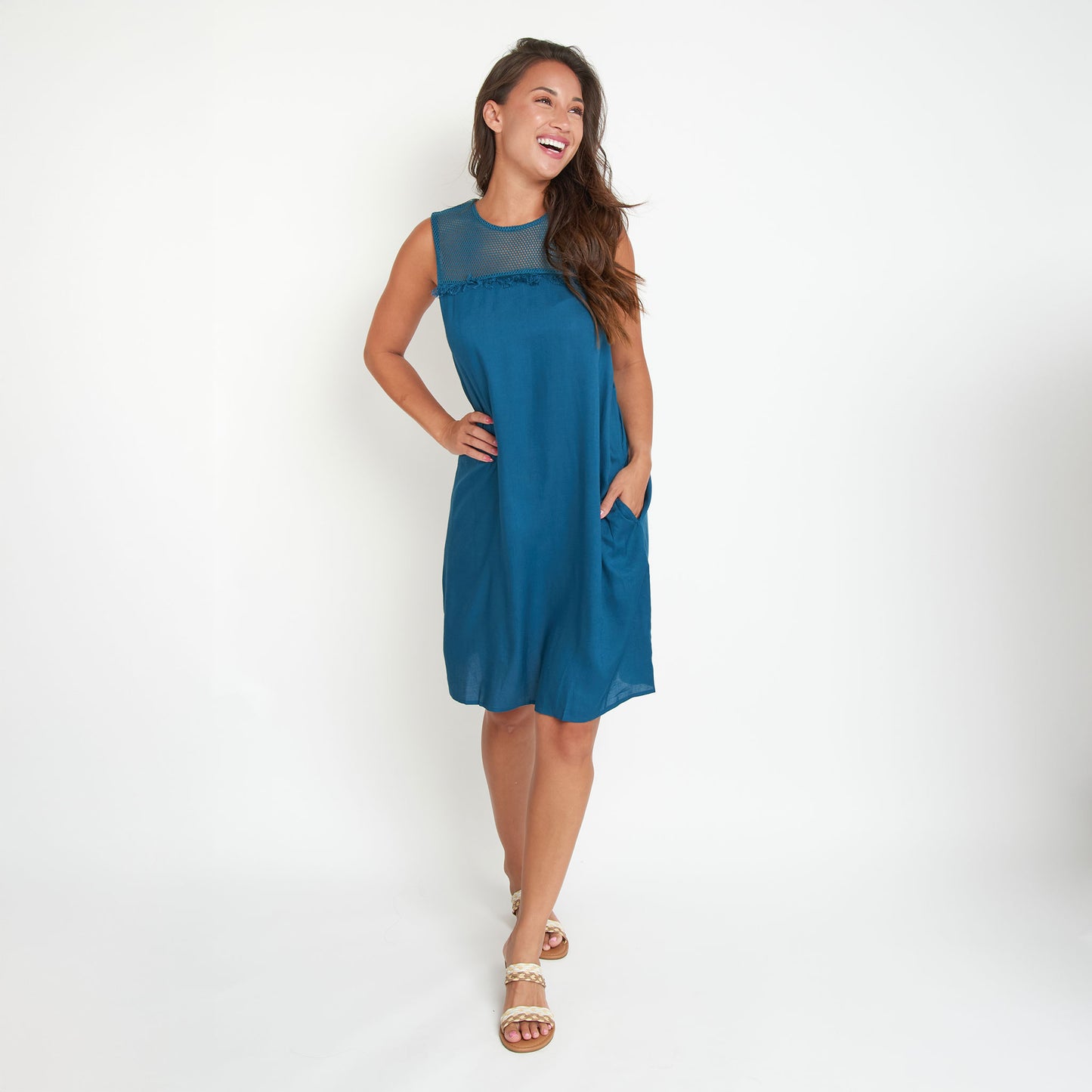 Tahlee Sleeveless Crew Neck Tank Dress Cover Up