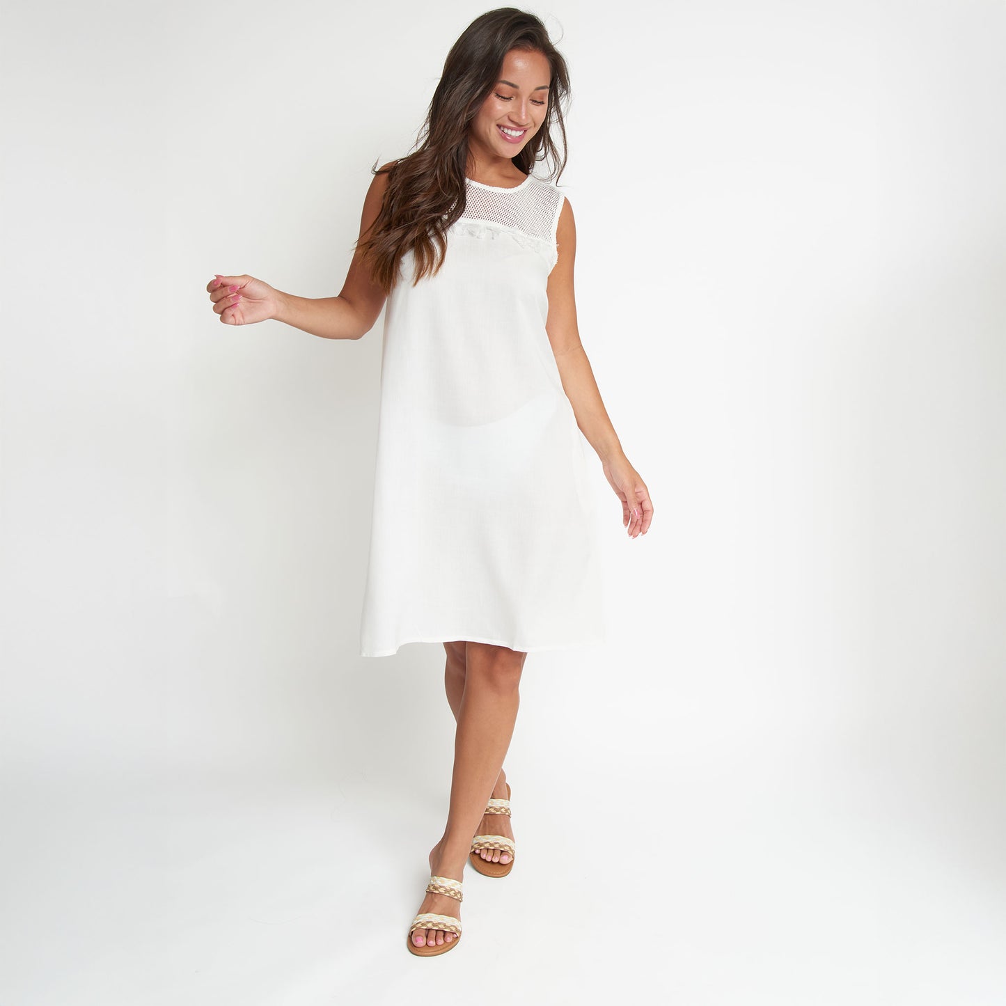 Tahlee Sleeveless Crew Neck Tank Dress Cover Up