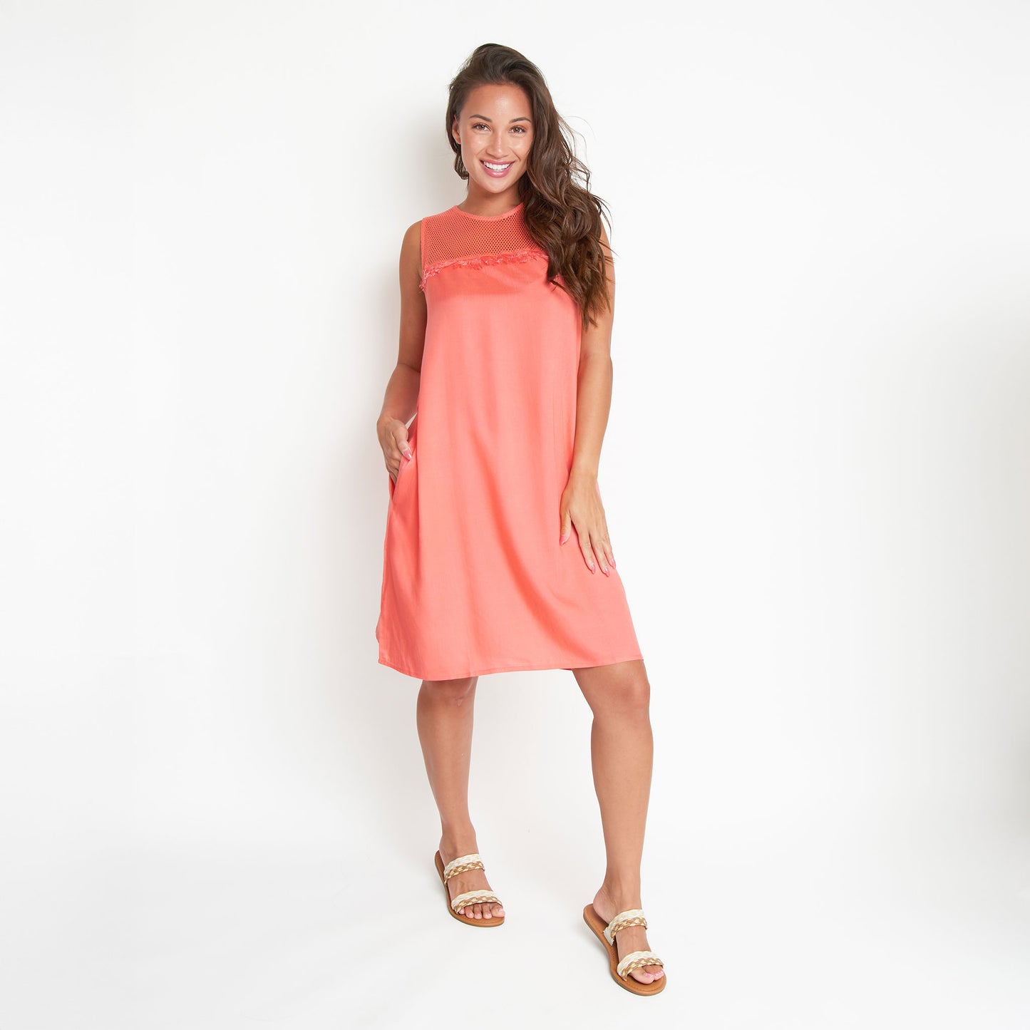 Tahlee Sleeveless Crew Neck Tank Dress Cover Up