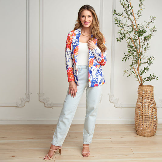 Gemma Stretch Long Sleeve Floral Blazer