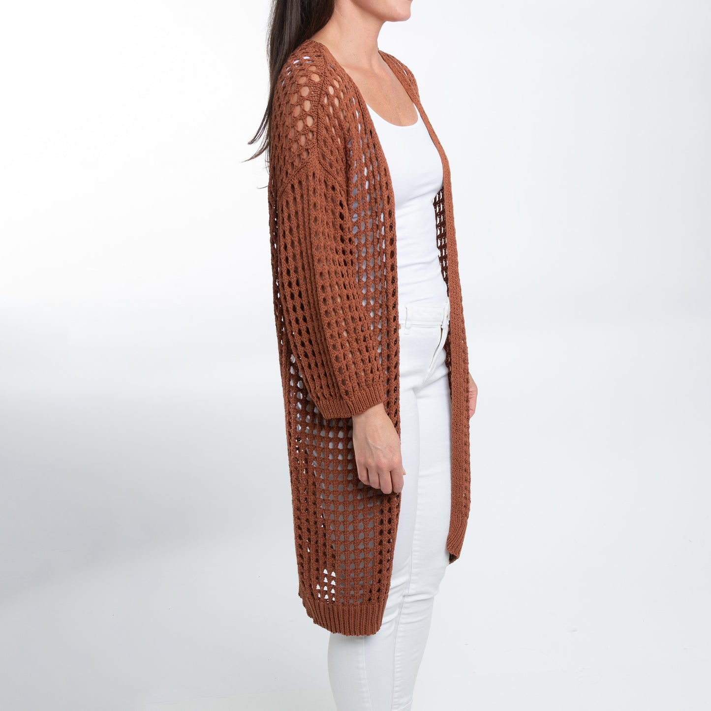 Enya Long Sleeve Open Crochet Boho Cardigan