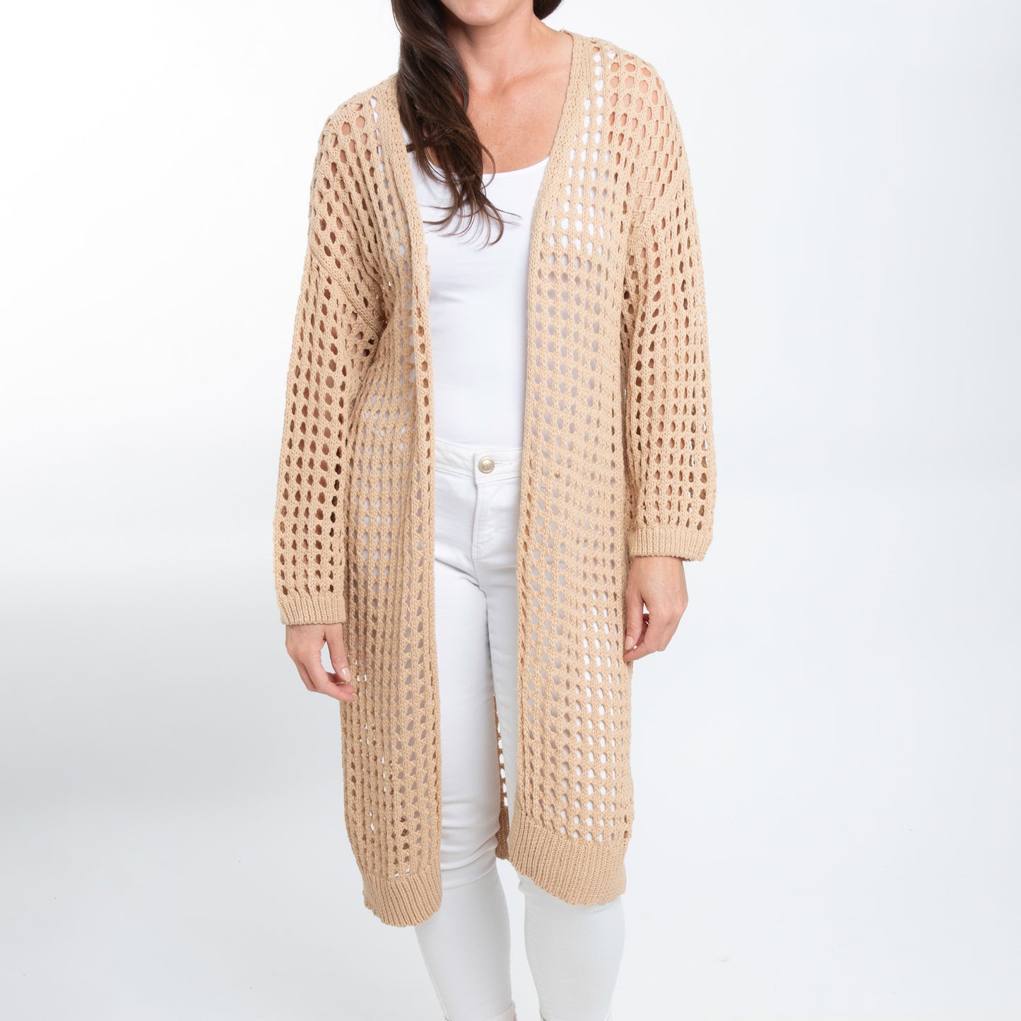 Enya Long Sleeve Open Crochet Boho Cardigan