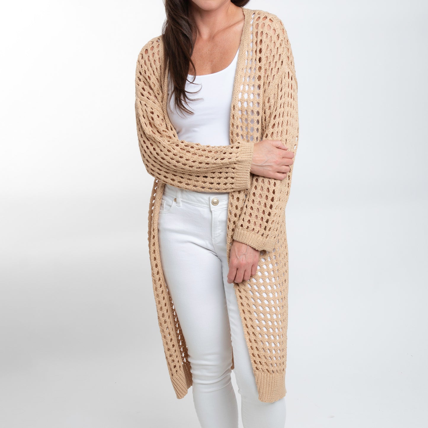 Enya Long Sleeve Open Crochet Boho Cardigan