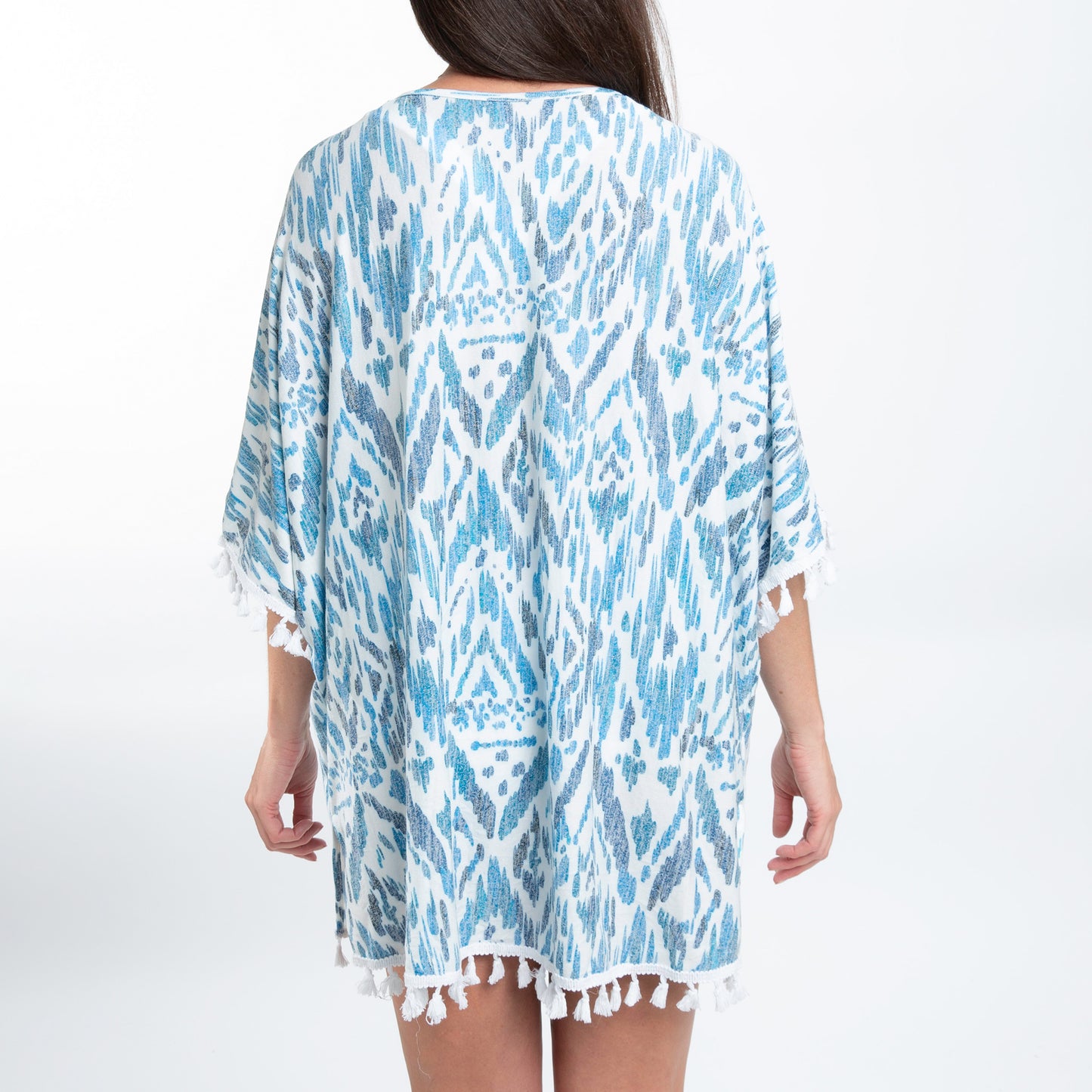 Elsie Teal Ikat One Size Beach Swimsuit Cover Up