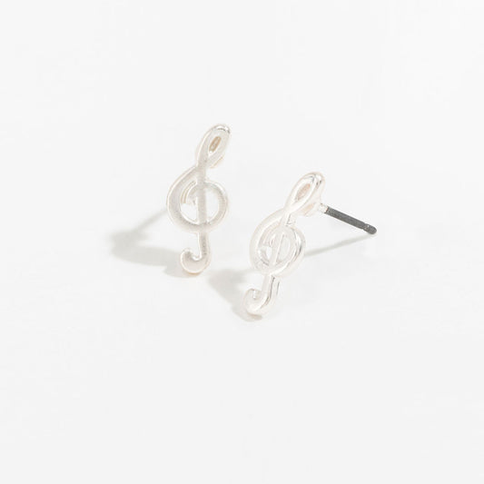 Stud Buds Treble Clef-Sil