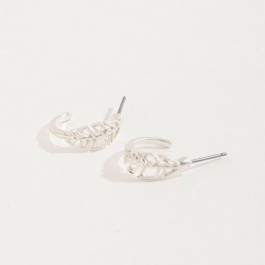 Feather Hoop Stud Buds Earrings