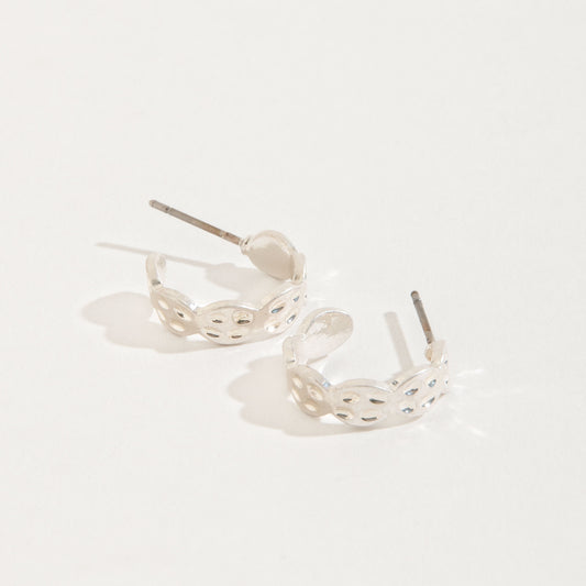 Textured Hoop Silver Stud Buds Earrings