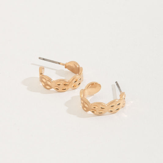 Textured Hoop Gold Stud Buds Earrings