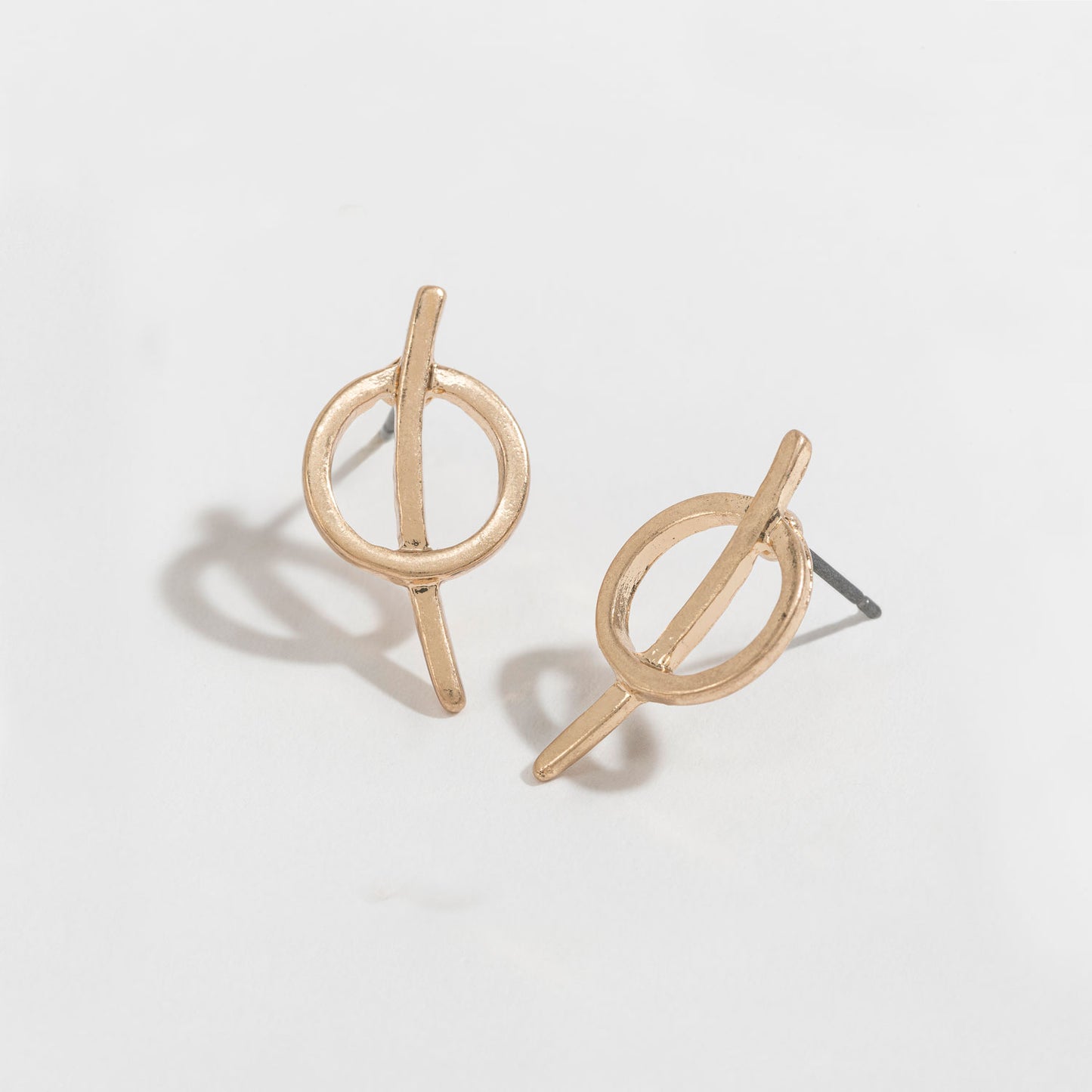 Circle & Arch Gold Stud Buds Earrings