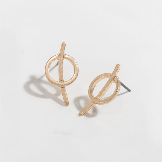 Circle & Arch Gold Stud Buds Earrings