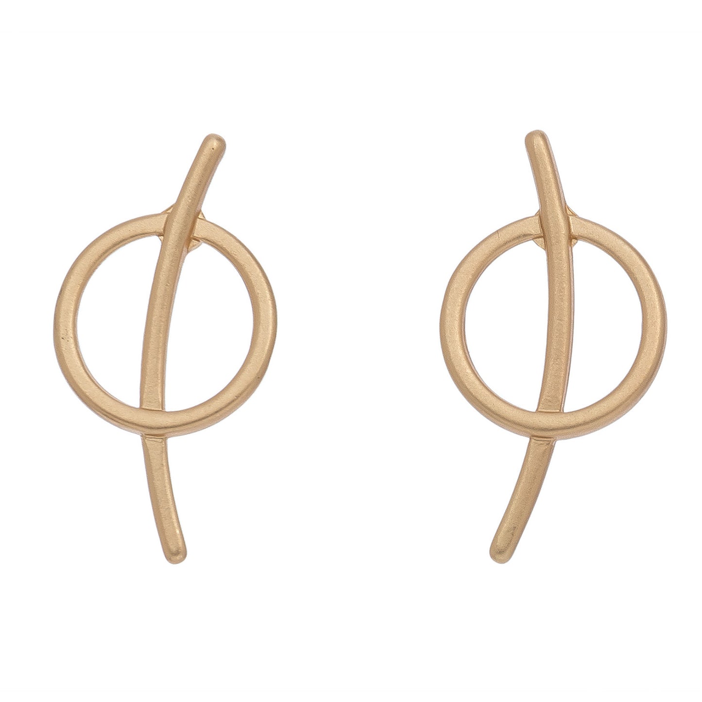 Circle & Arch Gold Stud Buds Earrings