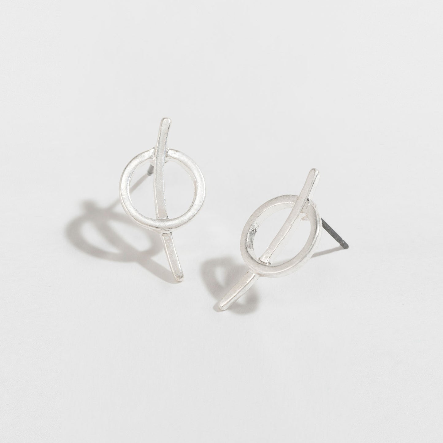 Circle & Arch Silver Stud Buds Earrings