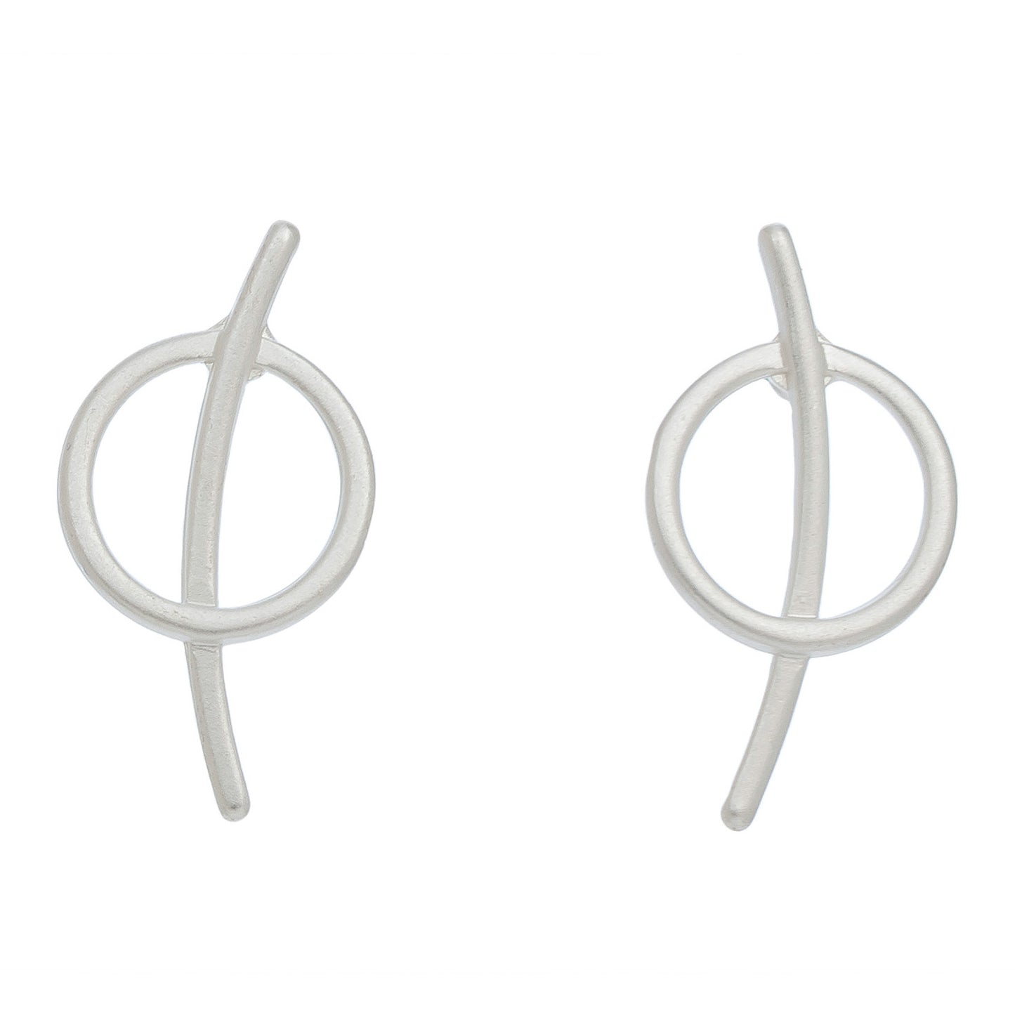 Circle & Arch Silver Stud Buds Earrings