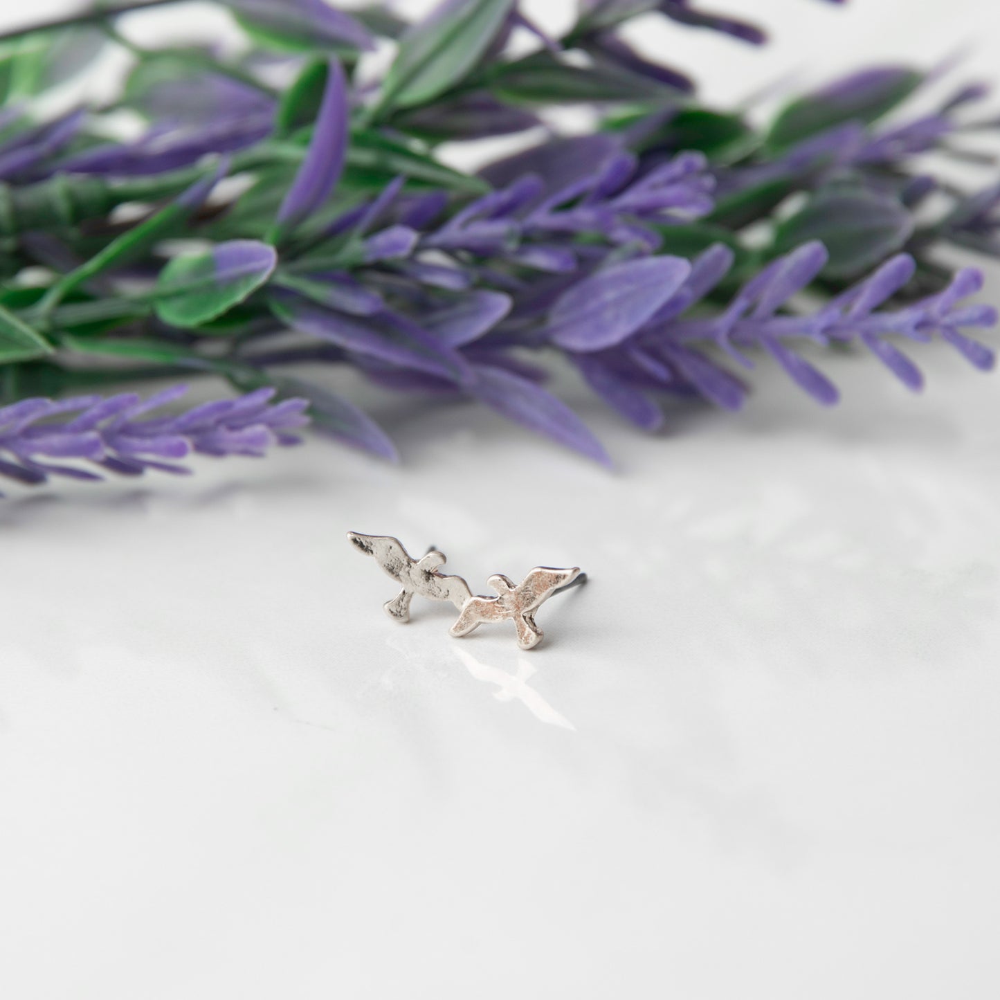 Seagull Silver Stud Bud Earrings