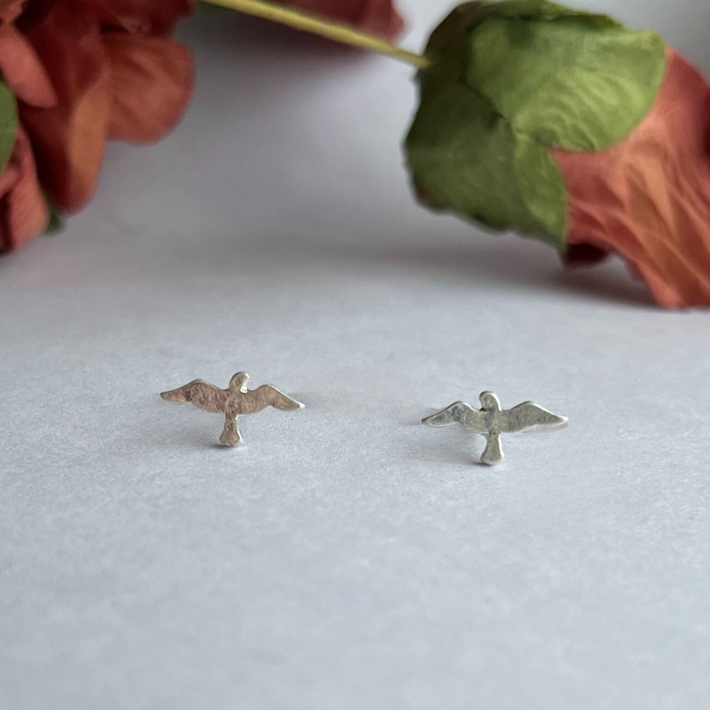 Seagull Silver Stud Bud Earrings