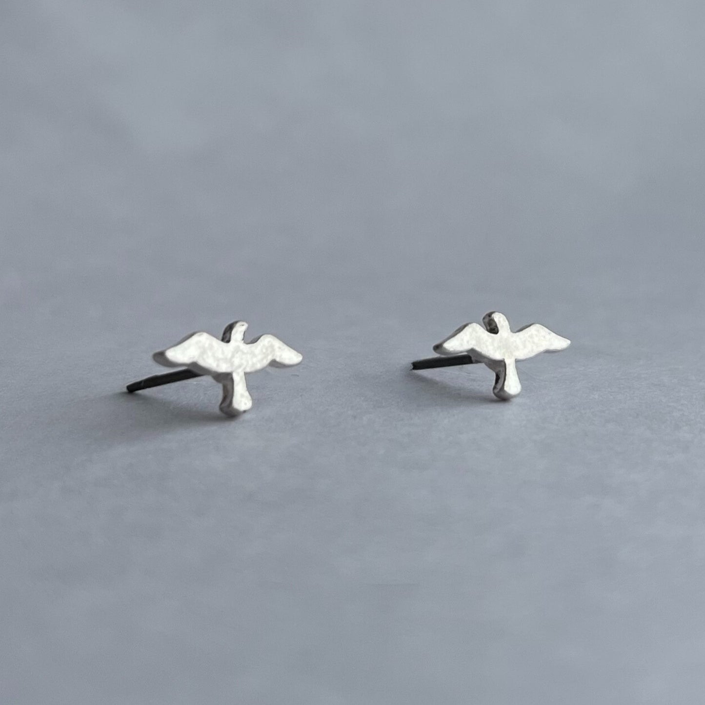 Seagull Silver Stud Bud Earrings