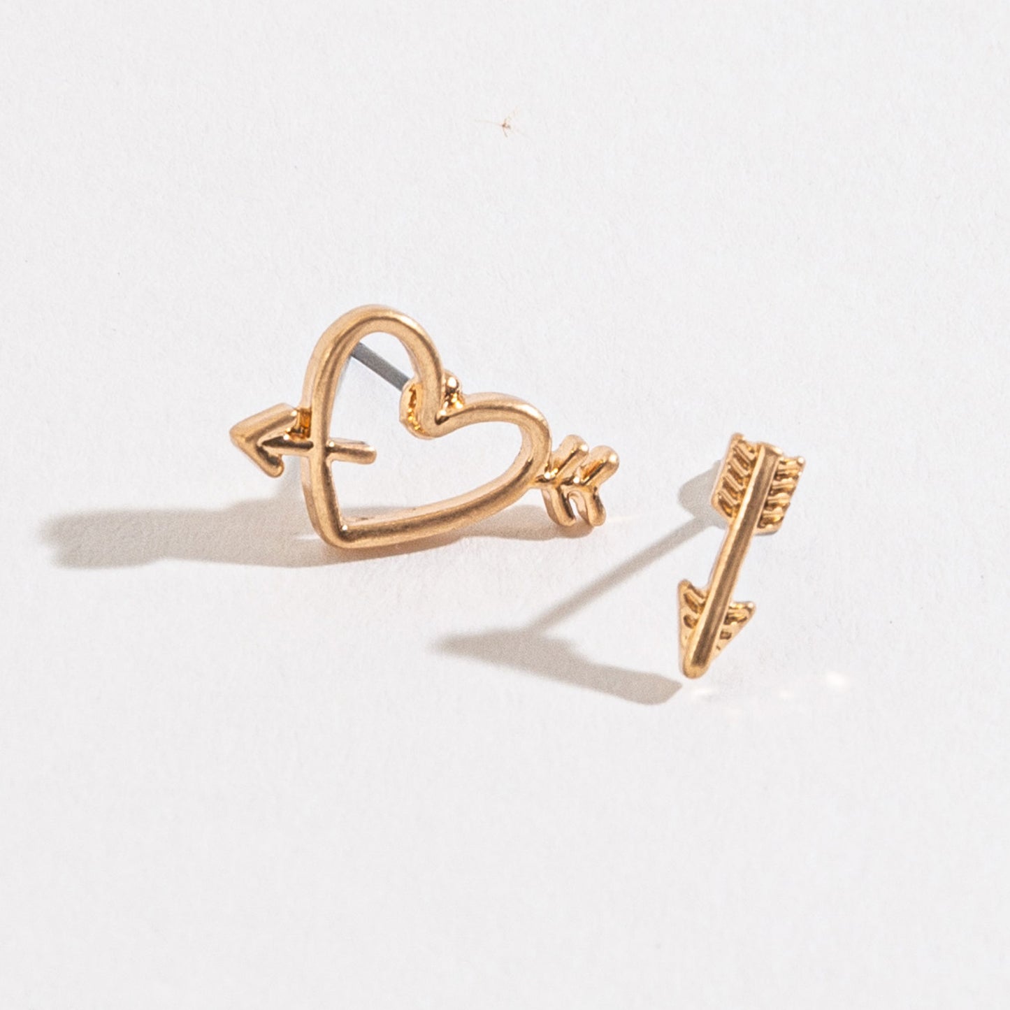 Heart & Arrow Gold Stud Buds Earrings