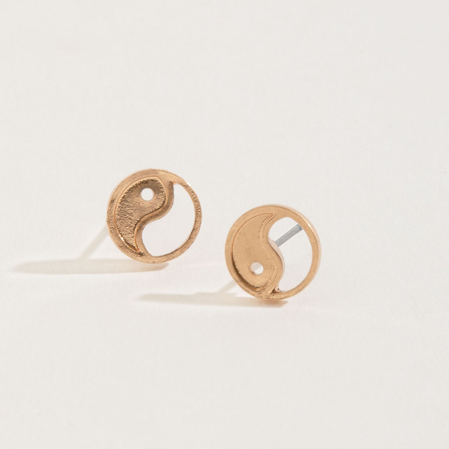 Yin Yang Gold Stud Buds Earrings