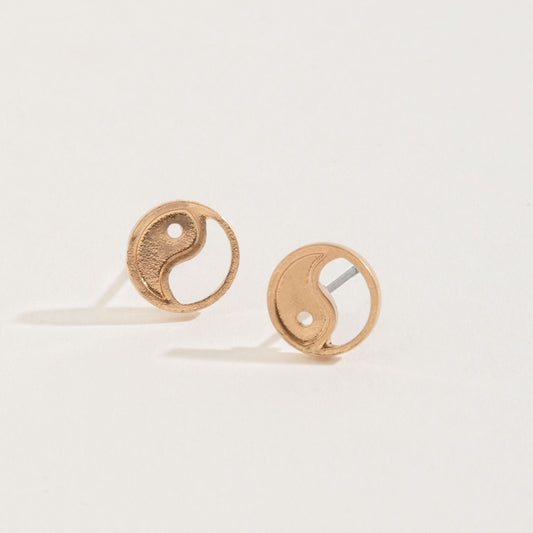 Yin Yang Gold Stud Buds Earrings