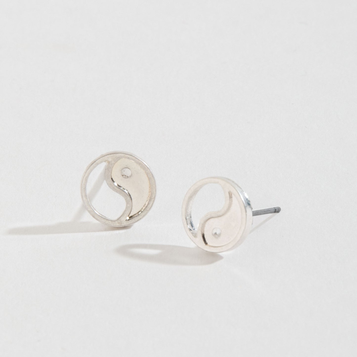 Yin Yang Silver Stud Buds Earrings