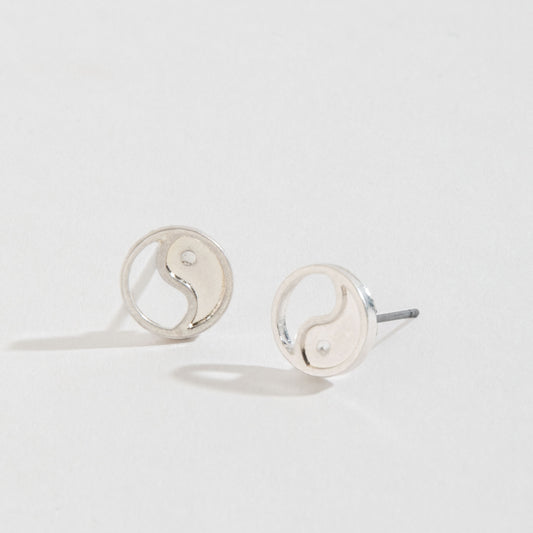 Yin Yang Silver Stud Buds Earrings