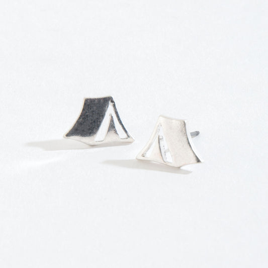 Tent Silver Stud Buds Earrings