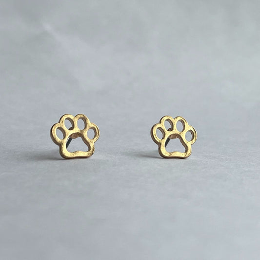 Paw Gold Stud Bud Earrings