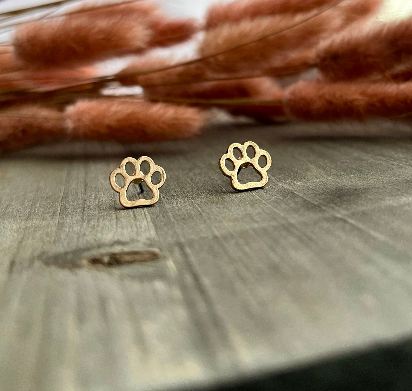 Paw Gold Stud Bud Earrings